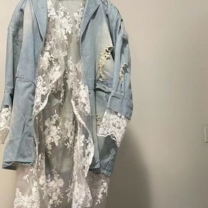 Lace jean coat